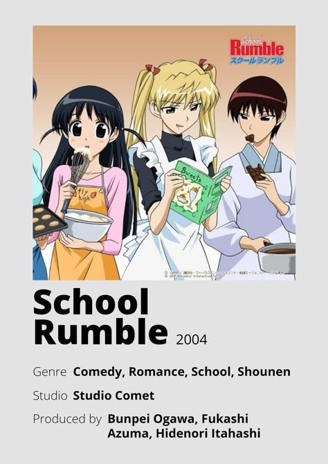 90s Anime Recommendations, Watch Manga, School Rumble, Poster Information, Anime Minimalist Poster, New Disney Movies, Anime Decals, Anime Suggestions, Anime List