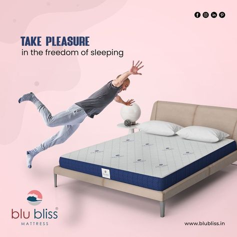 Take pleasure in the freedom of Sleeping . For more information visit: www.blubliss.in #Blublissmattress #mattress #sleep #bestsleepever #bed #bedroom #bedroomdesign #bedroomideas Mattress Ads, Creative Beds, Chocolate Logo, Mattress Bed, Store Layout, Bed Bedroom, Furniture Design Living Room, Comfort Mattress, Graphic Design Fun