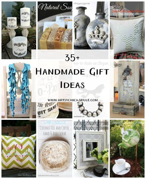 35+ Handmade Gift Ideas - Artsy Chicks Rule Homemade Loofah Soap, Diy Handmade Gift Ideas, Creative Homemade Gifts, Photo Gifts Diy, Recipe Tea Towel, Homemade Paint, Diy Pinata, Christmas Treat Bags, Hometalk Diy