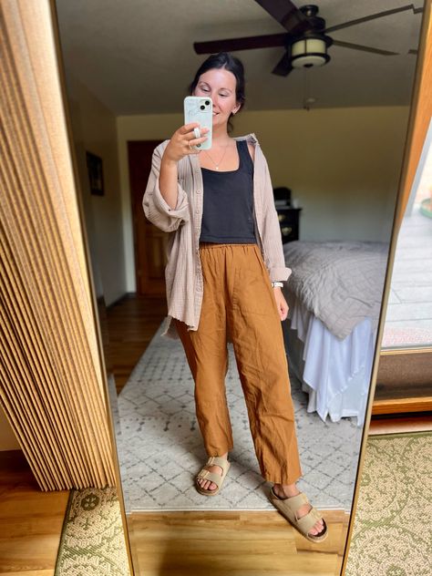 Women's 100% European Linen Pants curated on LTK Light Brown Linen Pants Outfit, Brown Linen Pants Outfit, Linen Pants Outfit Fall, Memade Wardrobe, Brown Linen Pants, Linen Pants Outfit, Wide Leg Pants Outfit, Spring Things, Outfit Options