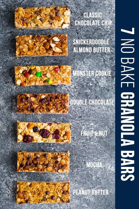 This post shows you how to make perfect homemade granola bars, plus 7 different flavor variations! The perfect sweet treat to enjoy with your morning coffee. #sweetpeasandsaffron #mealprep #snack #granolabar Ella Vegan, Snack Bar Recipes, Sweet Peas And Saffron, Homemade Bars, Brownie Vegan, Resep Diet Sehat, Granola Bites, Biscuits Diététiques, No Bake Granola Bars