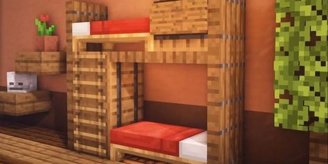 Minecraft Tiny Bedroom, Bedroom Bunk Bed Ideas, Bunk Bed Design Minecraft, Bunk Bed Minecraft Ideas, Minecraft Bunk Bed Ideas, Small Bedroom Bunk Bed Ideas, Bunk Bed Minecraft, Bunk Bed In Minecraft, Minecraft Bedroom Bunkbed