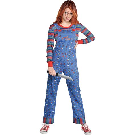 PRICES MAY VARY. Polyester loop closure Hand Wash Only You just can't keep a good guy down, and you will have fun with our Chucky Halloween costume for women, inspired by the Child’s Play horror series This costume includes a long-sleeved jumpsuit with printed details that looks like Chucky’s blue overalls and striped shirt; makeup, shoes, and prop knife not included You'll find your fit in this women’s large size 10-12 costume; The jumpsuit has a convenient hook-and-loop closure on the back Per Womens Chucky Costume, It Pennywise Costume, Chucky Costume For Kids, Halloween Costumes Adult, Chucky Halloween Costume, Bride Of Chucky Costume, Halloween Universal, Chucky Costume, Chucky Halloween