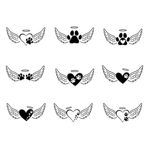 Premium Vector | Hearts with the paws of dogs and cats paw with wings love dogs cat and dog memorial Dog Paw Drawing, Infinite Tattoo, Cat Paw Tattoos, Cat And Dog Tattoo, Memorial Tattoos Small, Pet Memorial Tattoo, Love Symbol Tattoos, Totem Tattoo, Cats Paw