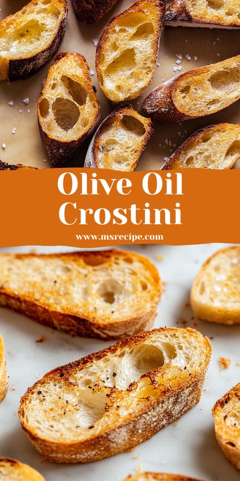 Enjoy the delightful crunch of crostini brushed with extra-virgin olive oil. A versatile base for any topping, perfect for any appetizer spread. Cheesy Veggie Crostini, Bruschetta Appetizers, Easy Crostini, Crostini Bread, How To Make Crostini, Dips Appetizers, Bruschetta Appetizer, Italian Appetizer, Crostini Recipe