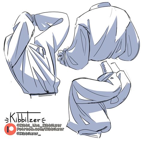 Poet Shirt Drawing Reference, Poet Shirt Drawing, How To Draw Oversized Shirt, Arm Fold Reference, Tucked Shirt Reference, Clothes From Behind Drawing, Unzipped Pants Reference, Tucked Shirt Drawing Reference, Drawing Puffy Sleeves