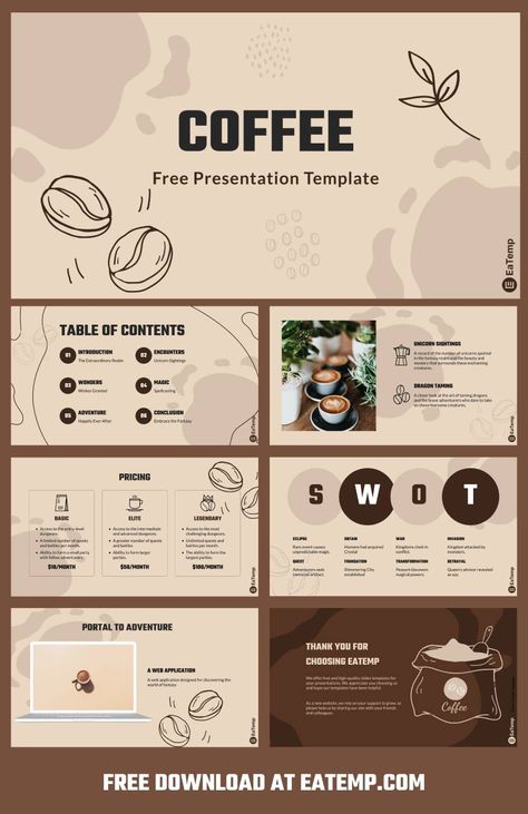 Coffee 13 Coffee Catalogue, Best Presentation Templates, Coffee Presentation, Mẫu Power Point, Pitch Presentation, Brochure Ideas, Presentation Design Layout, Slide Presentation, Brand Presentation