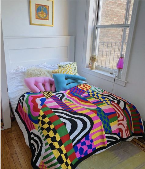 Funky Retro Bedroom, Dreamy Room, Funky Furniture, Maximalism, Square Patterns, Cute Room Decor, Room Inspiration Bedroom, Room Ideas Bedroom, Dream Rooms