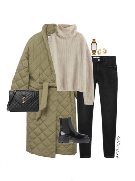 Quilted Coat Outfit, Dresses With Belts, Winter Stil, Mode Casual, Fashion Capsule, Mode Ootd, Belted Coat, Quilted Coat, Mode Hijab