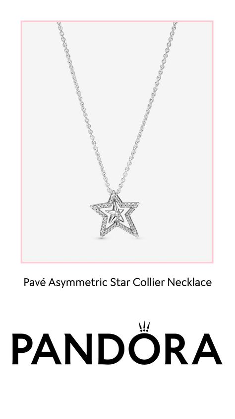 Create starry style with the Pavé Asymmetric Star Collier Necklace. Hand-finished in sterling silver and featuring sparkling clear cubic zirconia, this is a subtle design and delicate form with unique detailing. The necklace features an asymmetric sparkling star pendant with a spinning mini star in the center and a stone set in the center. Inspired by the glittering stars, this celestial-themed necklace is perfect for anyone who wants to add the magic of the night sky to their look. Sparkling Stars, The Night Sky, Star Pendant, Stone Settings, Night Sky, Spinning, The Magic, Cubic Zirconia, Silver Necklace