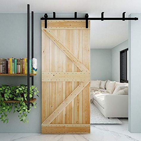 Best Way To Hang A Barn Door From The Ceiling Hanging Sliding Doors, Hanging Barn Doors, Room Divider Doors, Barn Door Track, Roller Doors, Sliding Barn Door Hardware, Interior Modern, Door Stopper, Room Doors