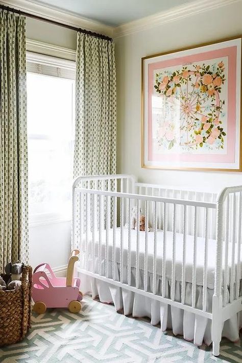 Framed Scarf Nursery, Grand Melinnial Nursery, Namesake Liberty Crib, Schumacher Nursery, Traditional Pink Nursery, French Garden Nursery, Loveshack Fancy Nursery, Green Gingham Nursery, Nancy Meyers Nursery