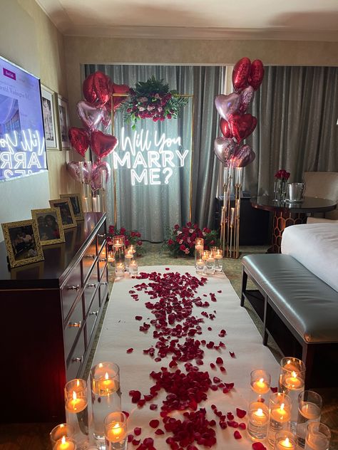 Marry Me Party Ideas, Will U Marry Me Proposals Romantic, Would You Marry Me Proposals, Proposal Ideas On A Budget, Will You Marry Me Letters, Marry Me Room Decoration, Marry Me Proposal Ideas Romantic At Home, Marry Me Hotel Room Decor, Engagement Room Decoration Ideas