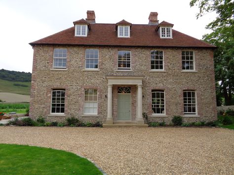 The Flint Wall Company | Flint work specialists | Sussex building conservation, traditional stone work Stone Georgian House, Stone Portico, Impressive Homes, Landscape Gravel, Flint Wall, Flint House, Lime Mortar, Bungalow Conversion, Georgian Houses