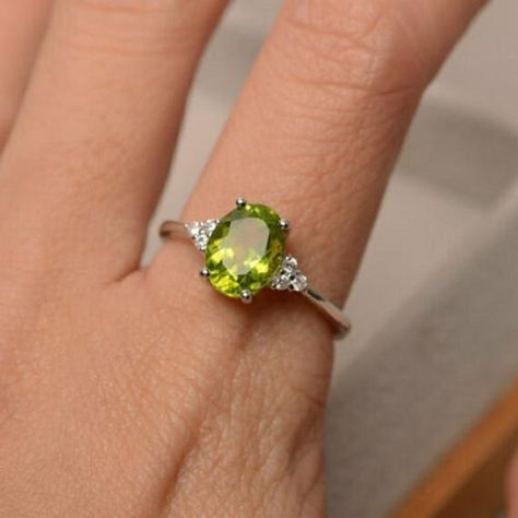 Peridot Ring Engagement, Peridot Engagement Rings, August Birthstone Ring, Green Gemstone Ring, Future Engagement Rings, Peridot Jewelry, Art Deco Wedding Rings, Wedding Anniversary Rings, Peridot Stone