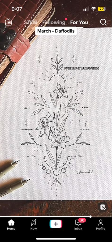 Brith Flower, Daffodil Flower Tattoos, Daffodil Tattoo, March Birth Flowers, Small Quote Tattoos, Small Flower Tattoos, Small Girl Tattoos, Birth Flower Tattoos, Dad Tattoos