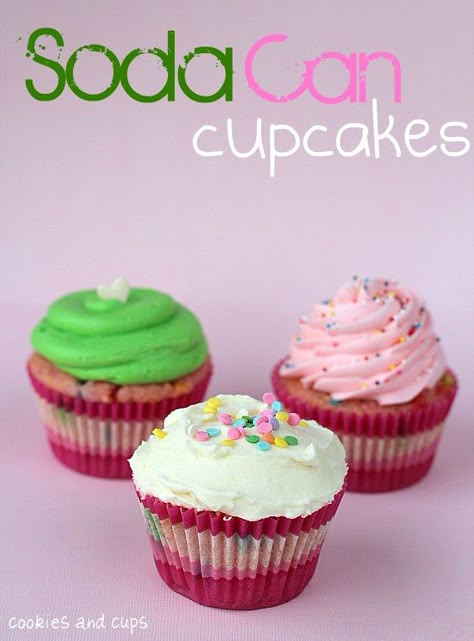 I want to try this using Orange Fanta and a Vanilla Cake and then make an orange buttercream frosting. Soda Cupcakes, Cake Mix And Soda, Frost Cupcakes, Soda Cake, Easy Cupcake Recipes, Gourmet Cupcakes, Easy Cupcakes, Köstliche Desserts, Dessert Cupcakes