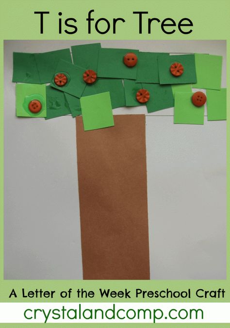 letter of the week preschool craft: t is for tree  #activitiesforkids T Is For Tree, Letter Of The Week Preschool, Letter T Crafts, Letter T Activities, Preschool Letter Crafts, Abc Crafts, Alphabet Letter Crafts, T Craft, Preschool Craft