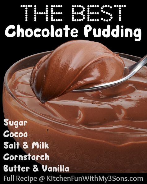 This Chocolate Pudding Recipe is a smooth, thick, and creamy recipe made with just a handful of ingredients. Yummy dessert! #recipes Home Made Pudding, Pudding Homemade, Pudding Recipes Homemade, Easy Chocolate Pudding, Chocolate Pudding Recipe, Easy Pudding Recipes, Homemade Chocolate Pudding, Chocolate Pudding Recipes, Homemade Pudding