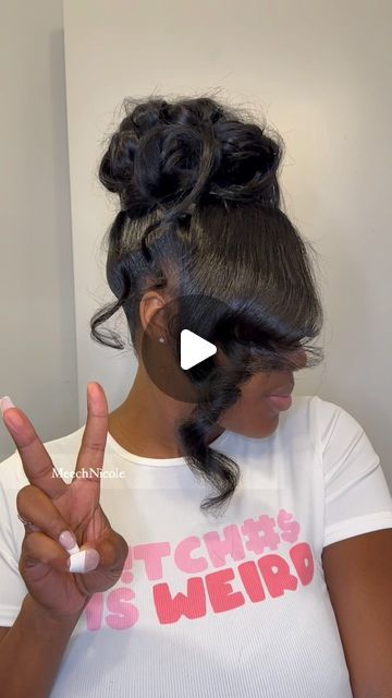 Metri Nunley-Lash on Instagram: "I am doing the absolute most with this versatile quick weave before I take it down. 😂😂 I can’t remember the last time I wore a style this long. I have about another cpl days then it’s on to the next, but I have absolutely enjoyed this hairstyle. I’m trying to get my Valentine’s Day look together & a pin up just may be my go to . Give me style options for Valentine’s Day y’all 😩 this hair is still the 24 inch dream weaver hair in case anybody is wondering 🫶🏾 #quickweave #dreamweaver #pinup #pinuphair #ponytail #sleekponytail #messybun #fyp" Quick Weave Pin Up Hairstyles, Pin Up Hair Styles Black Women, Versatile Quick Weave Styles, Summer Quick Weave Hairstyles, Pin Up Ponytail Black Hair, Quick Weave With Crimps, Ponytail Quickweave Hairstyles, Versatile Quick Weave Hairstyles, Messy Ponytail Hairstyles Black Women