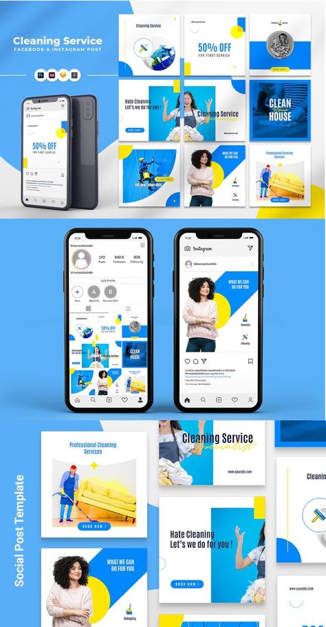 Logo Design Inspiration Graphics, Cleaning Service Logo, Free Social Media Templates, Photoshop Sketch, Instagram Font, Pin Template, Creative Advertising Design, Pinterest Templates, Professional Cleaning Services