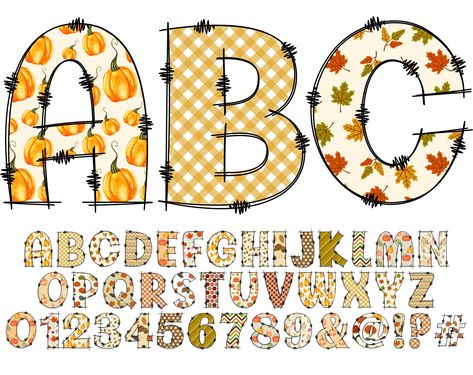 Fall Letters, Fall Fonts, Calligraphy Quotes Doodles, Alphabet Frames, Clipart Letters, Fall Clip Art, Autumn Clipart, Uppercase Alphabet, Doodle Alphabet