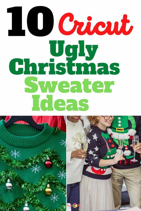 Ugly Sweater Ideas Teacher, Vinyl Ugly Christmas Sweater, Diy Ugly Christmas Sweater Cricut, Ugly Christmas Shirts Diy, Ideas For Ugly Christmas Sweaters, Ugly Christmas T Shirt Ideas, Cricut Ugly Sweater Ideas, Easy Ugly Sweater Ideas Diy, Ideas For Ugly Sweater Contest