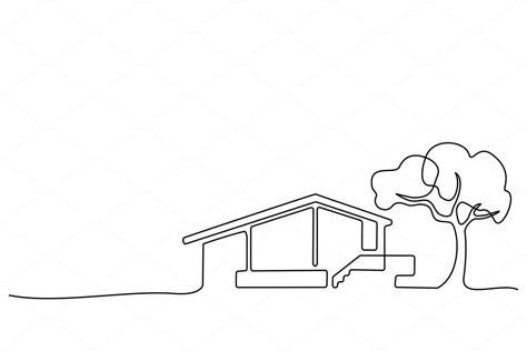 Line Art House Drawing, Architecture Line Drawing, Residential Building Concept, Small House Drawing, Line Drawing House, House Line Art, House Line Drawing, Building Line Art, Drawing Modern House