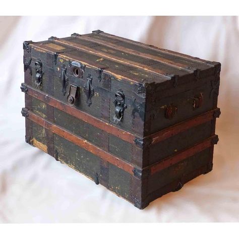 Transformed Furniture, Antique Trunk Makeover, Antique Trunk Restoration, Trunks For Sale, Trunk Makeover, Rethunk Junk, Antique Trunks, Antique Steamer Trunk, Metal Trunks