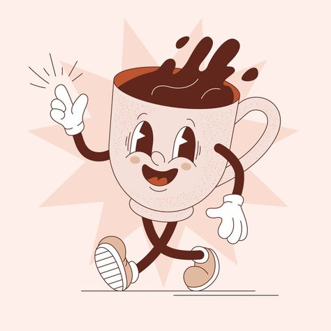 Free Vector | Hand drawn coffee cartoon illustration Coffee Drawing Illustration, Coffee Mascot, Drawing Cup, Coffee Cup Drawing, Notebook Decoration, Coffee Doodle, Coffee Cartoon, Coffee Drawing, Coffee Illustration