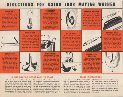 New owner of Maytag E2LPS Vintage Data Visualization, Vintage Instruction Manual, Instruction Manual Design, Duck Card, Vintage Brochure, Instructions Design, Website Planning, Manual Design, Pub Design