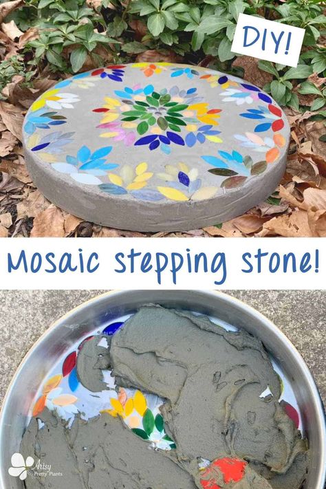 Garden Stepping Stones Diy, Fun Garden Art, Mosaic Stepping Stone, Stepping Stone Molds, Stepping Stones Diy, Mosaic Garden Art, Diy Mosaic, Mosaic Art Projects, Garden Stepping Stones