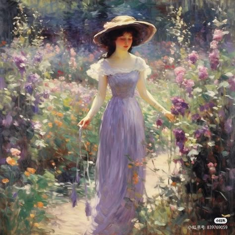 Elain Archeron, Monet Inspired, Fashion Illustration Collage, Aesthetic Garden, Dreamy Artwork, Garden Painting, Fantasy Paintings, Spring Aesthetic, Old Paintings