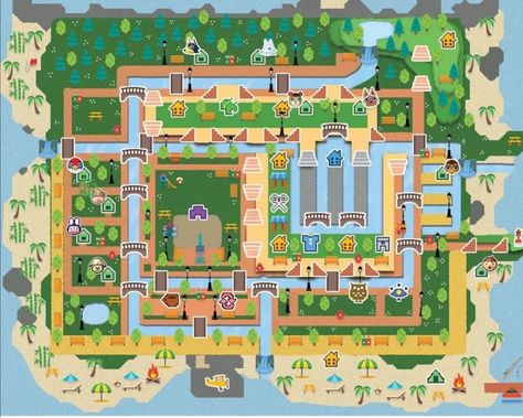 Motif Acnl, Map Layout, City Island, City Layout, Animal Crossing Wild World, Town Map, House Layout, Animal Crossing Pocket Camp, Island Map