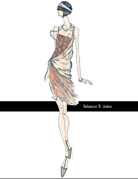 Side Swag Flapper Dress #roaringtwenties #Fashion #Fashionillustration #illustration #drawing #fashiondrawing #runway #model #hungrymodel #sketch #doodle #doodles #RebeccaJoslow Flapper Dress Illustration, Flapper Dress Drawing, Flapper Drawing, Textiles Sketchbook, Runway Model, Dress Illustration, Art Deco Dress, Flapper Style, Dress Sketches