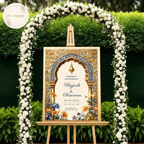 🎉 Welcome your guests in style with our vibrant Desi welcome sign! Perfect for adding a touch of cultural flair to your special day, our shop offers an array of beautifully crafted designs inspired by South Asian tradition and Bollywood romance. 🌟 Features: Instant digital download for immediate access Easily customizable for personalized details Multiple design options to suit your theme High-resolution files for crisp printing 💖 Why Choose Us? Our products are designed to elevate your events with their colorful and festive appeal. Whether you're hosting a Mehndi party, Sangeet ceremony, or traditional wedding, our signage sets the perfect tone for your celebration. 🎊 Make your event unforgettable with our eye-catching welcome sign! Purchase now and let the festivities begin!  Persona Multiple Day Wedding Invitation, Hindi Wedding Decoration, Desi Reception Decor, South Indian Wedding Theme, Mughal Theme Wedding Decor, Indian Wedding Signage, Indian Wedding Signs, Indian Wedding Welcome Sign, Indian Engagement Decor