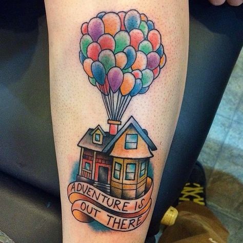 UP piece done by @lukeloporto #inkeddisney Up House Tattoo, Up Tattoo Disney, Disney Inspired Tattoos, Tattoo Disney, House Tattoo, Tatoo Inspiration, Small Tats, Special Tattoos, Naruto Tattoo