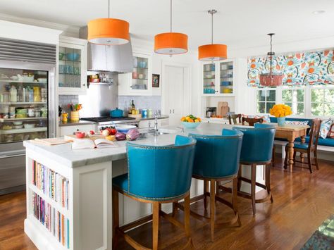 Contemporary White Kitchen, Hgtv Kitchens, Kitchen Design Color, Hgtv Magazine, House Of Turquoise, All White Kitchen, White Kitchen Cabinets, Kitchen Colors, Kitchen Style