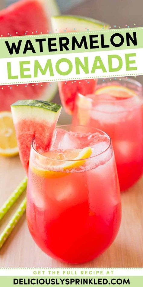 Cool off with this homemade watermelon lemonade! Refreshing and delicious, this non-alcoholic summer drink is just what you need on a hot day. This flavored lemonade recipe is also a perfect Cinco de Mayo drink idea for celebrating! Non Alcoholic Watermelon Drinks, Watermelon Punch Nonalcoholic, Summer Punch Nonalcoholic, Watermelon Drinks With Alcohol, Flavored Lemonade Recipes, Watermelon Refresher, Summer Drinks Nonalcoholic, Beverages Recipes, Watermelon Punch