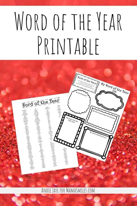 Word of the Year Activity and Inspiration List - Free Printable! #wordoftheyear #newyears #happynewyears #newyearsactivity #mamasmiles #kidsactivities #newyearsresolution #settinggoals New Years Goals For Kids, Word Of The Year 2024, Months Flashcards, New Years Resolution Kids, Family Free Printable, New Years With Kids, Word Search For Kids, New Year Words, Teaching Holidays