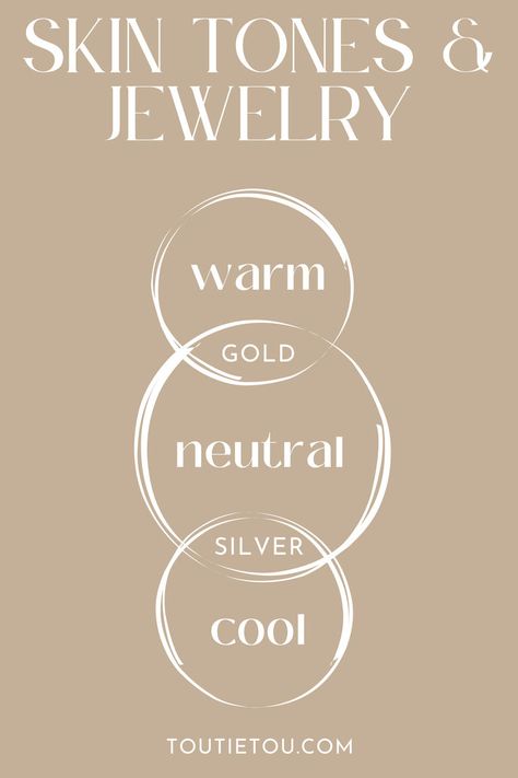 infographic depicting the jewelry colours that work best with various skin tones Silver Vs Gold Jewelry Skin Tone, Gold Vs Silver Jewelry Skin Tone, Silver Or Gold Jewelry Skin Tone, Gold Or Silver Jewelry Skin Tone, Skin Tone Quiz, Fair Olive Skin Tone, Fair Olive Skin, Olive Tone, Olive Skin Tone