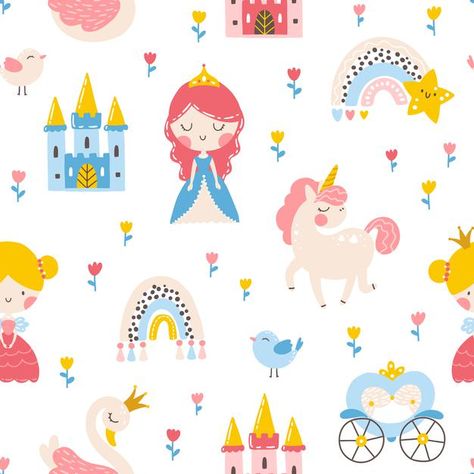 Rainbow Color Background, Stencil Patterns Templates, Baby Logo Design, Princess Pattern, Princess Illustration, Baby Logo, Colorful Frames, Unicorn Pattern, Rainbow Background