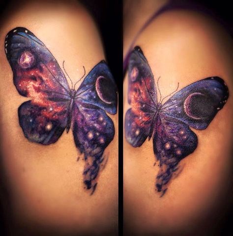 419 Likes, 7 Comments - Alberta Ink (@thealbertaink) on Instagram: “By Amir. #tattoo #tattoooftheday #butterfly #butterflytattoo #girlswithtattoos #galaxytattoo…” Amir Tattoo, White Flower Tattoos, Tats Ideas, Galaxy Flowers, Ink Therapy, 7 Tattoo, Galaxy Tattoo, Space Tattoo, Dope Tattoos