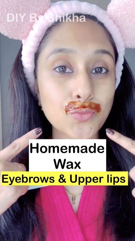 Diy Eyebrow Waxing, Wax Eyebrows At Home, Upper Lip Waxing, Home Made Wax, Waxing At Home, Sugar Wax Recipe, Lip Waxing, Wax Lips, Reduce Hair Growth