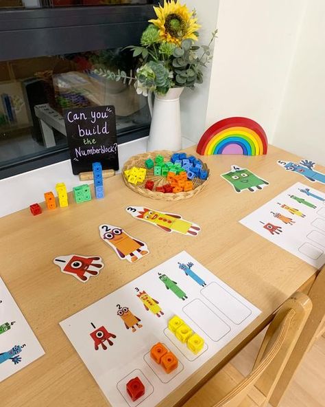 Building Eyfs Activities, Number Blocks Maths Activities, Eyfs Counting To 5, Size Ordering Activities Eyfs, Maths Patterns Activities, Adding Activities Eyfs, Numeracy Learning Corner Activities, Early Years Number Activities, Numberblocks Display Eyfs