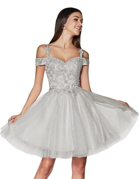 PRICES MAY VARY. Hand Wash Only Tulle Homecoming Dress, Short Homecoming Dresses, Cocktail Gowns, Dresses 2024, Appliques, Homecoming Dresses, Cold Shoulder, Homecoming, The Dress