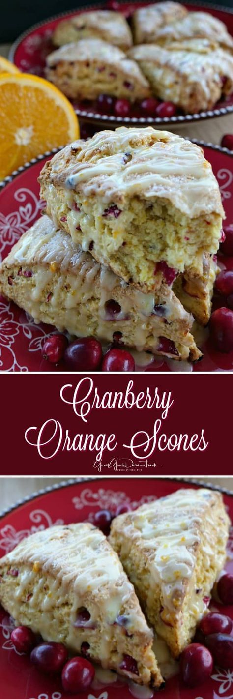 Cranberry Orange Scones and loaded with fresh cranberries, the zest and juice from an orange and then drizzled with an orange glaze. #cranberryorangescones #cranberrydesserts #cranberries #sconerecipes #cranberryscones #cranberryorangedesserts #delicious #baking #recipes Cranberry Orange Desserts, Fresh Cranberry Recipes, Orange Scones Recipe, Cranberry Dessert, Cranberry Orange Scones, Cranberry Scones, Scones Recipe Easy, Orange Scones, Scones Easy