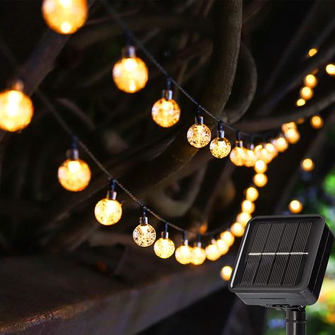 PRICES MAY VARY. 💡【23ft with 50 Led Solar String Lights】 23 feet outdoor solar string lights with 50 super bright led crystal globes. Each globe has a diameter of 0.7 inch, made by transparent plastic. Means you can get higher brightness and more gorgeous warm white lighting effects. 6.5 feet long lead length suitable for outdoor use. Awesome outside decorative lights for patio, gazebo, bistro, deck, garden, balcony, pathway, lawn, fence, porch, backyard, landscaping. 💡【8 Modes Auto On/Off Fai Led Globe Lights, Lights For Patio, Solar Led Lights Outdoor, Led String Lights Outdoor, Outdoor Fairy Lights, Solar String Lights Outdoor, Globe String Lights, Outdoor Garden Lighting, Solar Fairy Lights