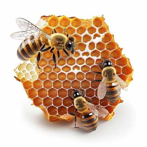 Photo bees on honeycomb with honey isola... | Premium Photo #Freepik #photo #beeswax #propolis #honey #honey-background Bee Photography, Bee Propolis, Foto 3d, Bee Honeycomb, Creative Drawing, Angry Birds, Honey Bee, Premium Photo, Honeycomb