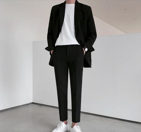 Korean Male Fashion Formal, Outfit Kantor Pria, Formal Man Outfit, Formal Attire For Men Korean, Prom Night Outfit Men, Korean Fashion Men Formal Casual, All Black Mens Outfit Formal, Korean Formal Outfit Men, Korean Elegant Outfit Men